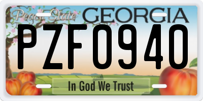 GA license plate PZF0940