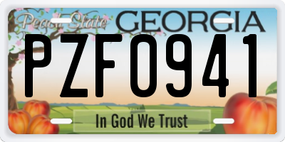 GA license plate PZF0941