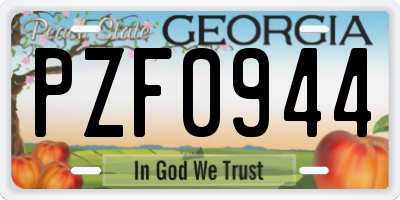 GA license plate PZF0944