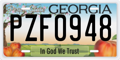 GA license plate PZF0948