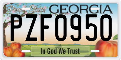GA license plate PZF0950