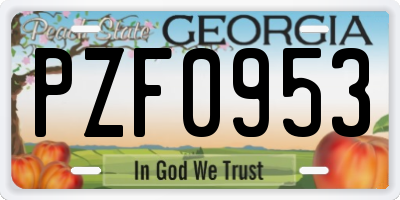 GA license plate PZF0953