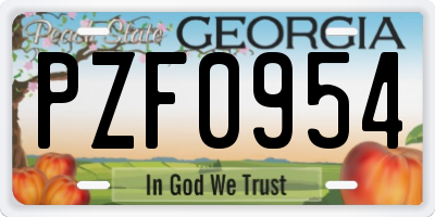 GA license plate PZF0954
