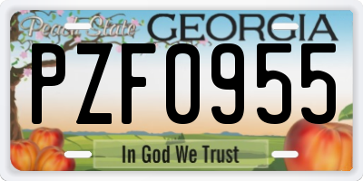 GA license plate PZF0955