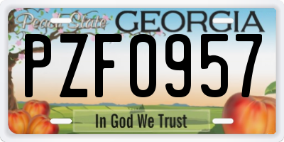 GA license plate PZF0957