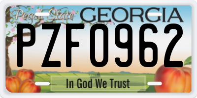 GA license plate PZF0962