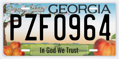 GA license plate PZF0964