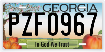 GA license plate PZF0967