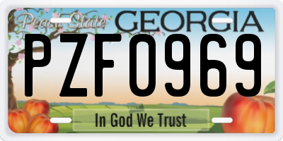 GA license plate PZF0969