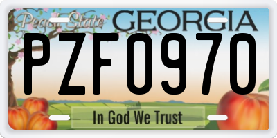 GA license plate PZF0970