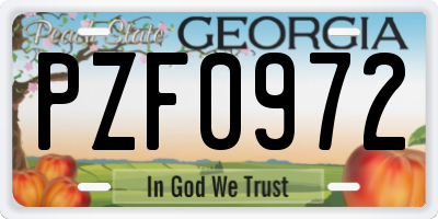 GA license plate PZF0972