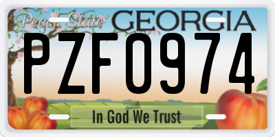 GA license plate PZF0974