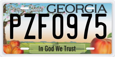 GA license plate PZF0975