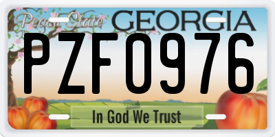 GA license plate PZF0976