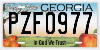 GA license plate PZF0977