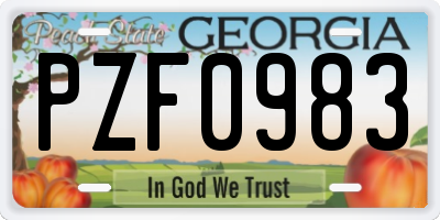 GA license plate PZF0983