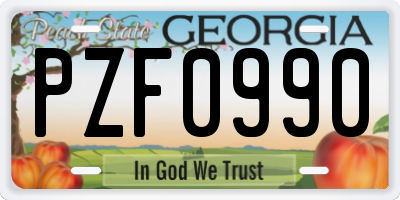 GA license plate PZF0990
