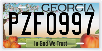 GA license plate PZF0997