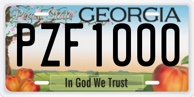 GA license plate PZF1000