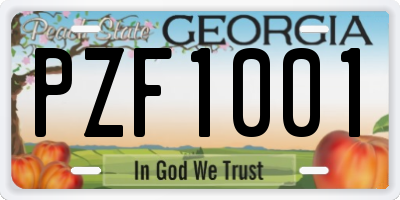 GA license plate PZF1001