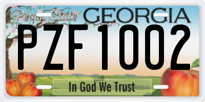 GA license plate PZF1002