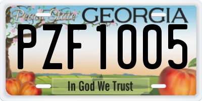 GA license plate PZF1005