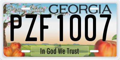 GA license plate PZF1007