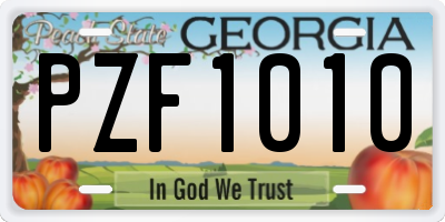 GA license plate PZF1010