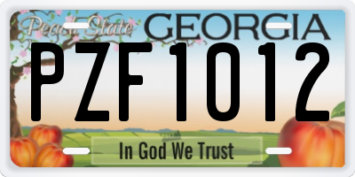 GA license plate PZF1012