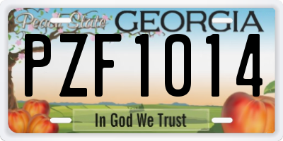 GA license plate PZF1014
