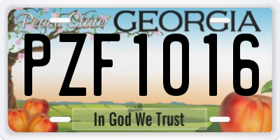 GA license plate PZF1016