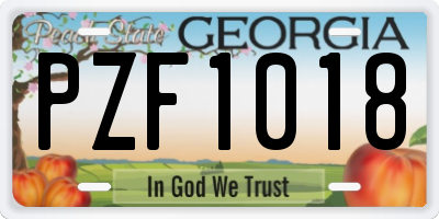 GA license plate PZF1018