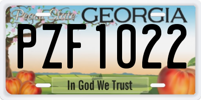 GA license plate PZF1022
