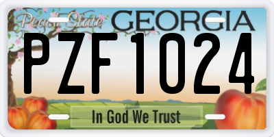 GA license plate PZF1024