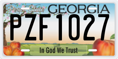 GA license plate PZF1027