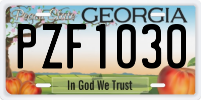 GA license plate PZF1030