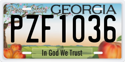 GA license plate PZF1036