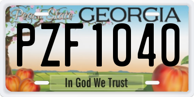 GA license plate PZF1040