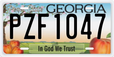 GA license plate PZF1047