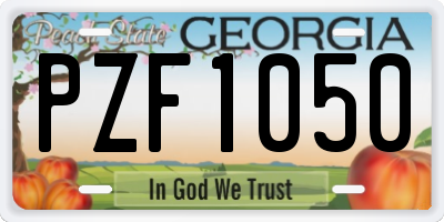 GA license plate PZF1050