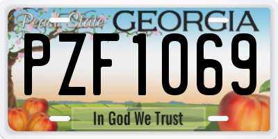GA license plate PZF1069