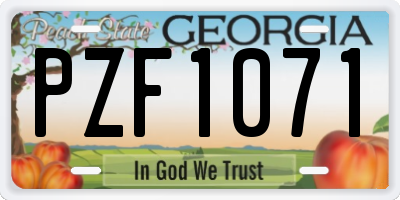 GA license plate PZF1071