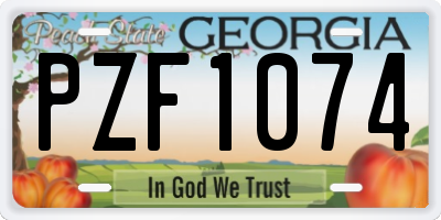 GA license plate PZF1074