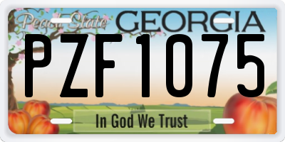 GA license plate PZF1075