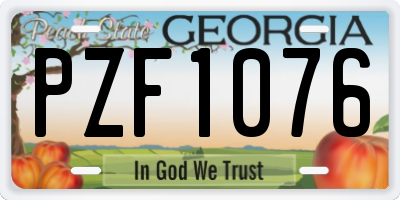 GA license plate PZF1076