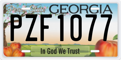 GA license plate PZF1077