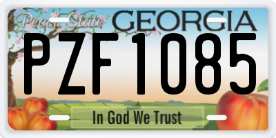 GA license plate PZF1085