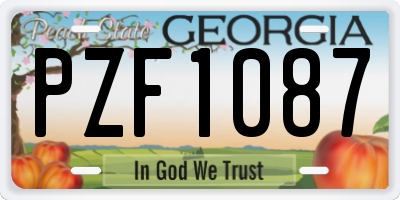 GA license plate PZF1087