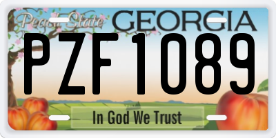 GA license plate PZF1089