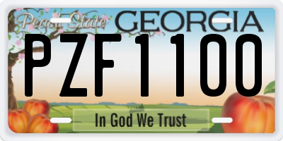 GA license plate PZF1100